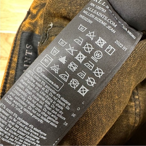 NWT AllSaints Miller Mid rise Skinny Orange Acid Washed Jeans Size Medium - Picture 11 of 12